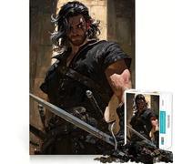 Warrior with Swords Digital Art Jigsaw for Teenagers1000 Pieces Mind Boost Game Firm Fit Secure Assembly Bonding Activity for Loved Ones (38x52cm)