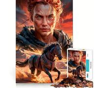 Warrior Woman And Horse in Desert Jigsaw Puzzles 1000 Pieces Focus Boost Fun Laser Cut for Flawless Fit Bonding Activity for Loved Ones (38x52cm)