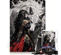 Warrior Woman And White Wolf 1000 Adult Pieces Jigsaw Puzzle Logic Practice Casual Enjoyment Clean Edges Perfect Xmas (50x75cm)