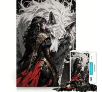 Warrior Woman And White Wolf 1000 Piece Teenager Puzzles Mental Focus Game Precision Cut Smooth Edges Christmas Stocking Stuffer Game (50x75cm)