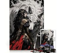 Warrior Woman And White Wolf Jigsaw Puzzle for Teenagers 1000 Pieces Sharp Recall Quiet Recreation Uniform Cut Unique Xmas Gift (38x26cm)