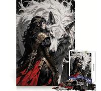 Warrior Woman And White Wolf Jigsaw Puzzles 1000 Pieces for Adults Strategic Think Light Recreation Clean Cut Xmas Present (38x52cm)