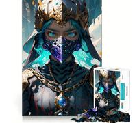 Warrior Woman in A Mask 1000 Piece Teenager Puzzles Mental Focus Game Precision Cut Smooth Edges Christmas Stocking Stuffer Game (50x75cm)