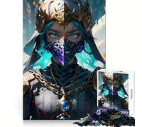 Warrior Woman in A Mask 1000 Pieces Jigsaw Puzzles for Teenagers Sharp Recall Serene Escape Uniform Cut Perfect Xmas (50x75cm)