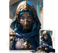 Warrior Woman in A Mask Jigsaw 1000 Pieces for Teenagers Reasoning Skill Serene Escape Sharp Cut Thoughtful Gift (38x26cm)