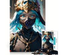 Warrior Woman in A Mask Jigsaw Puzzle 1000 Pieces Cognitive Fun Play High Precision Die Cut Unique Gift for Stress Relief (38x52cm)