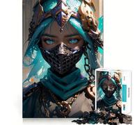 Warrior Woman in A Mask Jigsaw Puzzles 1000 Mental Focus Game Precision Cut Smooth Edges Meaningful Connection Building Game (38x52cm)