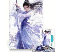 Warrior Woman in Purple Dress Jigsaw Puzzles for Adults 1000 Mind Boost Game Uniform Size Precise Pieces Travel-friendly Brain Game Gift (38x52cm)
