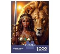 Warrior Woman Jigsaw Puzzle for Adults 1000 Piece Jigsaw Puzzle Lion Scene Family Relaxation Decorative 52x38cm/1000pcs