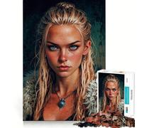 Warrior Woman Portrait 1000-piece Jigsaw Puzzles Brain Focus Game Expert Cutting Craftsmanship Fascinating Hobby for Idle Moments (38x52cm)