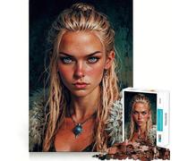 Warrior Woman Portrait Adults 1000 Pieces Puzzle Mental Fun Game Advanced Laser Cutting Tech Amusing Challenge for Waiting Time (50x75cm)