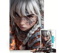 Warrior Woman Portrait Adults 1000 Pieces Puzzle Mental Fun Game Advanced Laser Cutting Tech Amusing Challenge for Waiting Time (38x26cm)