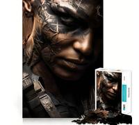 Warrior Woman Portrait Adults Puzzles 1000 Piece Jigsaws Recall Skill Fun High Precision Die Cut Easy to Learn Family Enjoyment (50x75cm)