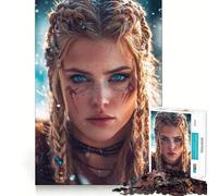 Warrior Woman Portrait Jigsaw for Adults1000 Pieces Brain Focus Game Precision Cut Smooth Edges Amusing Challenge for Waiting Time (38x26cm)
