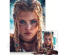 Warrior Woman Portrait Jigsaw Puzzle 1000 Piece Creative Skill Toy Clean Cut Sturdy Components Travel-friendly Brain Game Gift (50x75cm)
