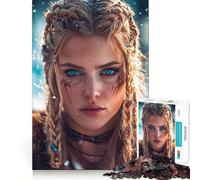 Warrior Woman Portrait Jigsaw Puzzle1000 Pieces Mind Train Fun Clean Cut Sturdy Components Captivating Leisure for Cozy Indoors (38x52cm)