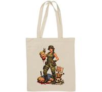 Warrior Woman Standing Among Fallen Enemies Natural Cotton Tote Bag White