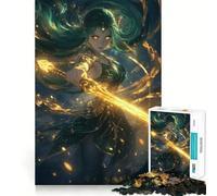 Warrior Woman with Glowing Sword Adults 1000 Pieces Puzzle Mind Training Fun Burr Free Clean Cut Pieces Heartwarming Gathering Activity (50x75cm)