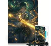 Warrior Woman with Glowing Sword Jigsaw Puzzles 1000 Mental Focus Game Precision Cut Smooth Edges Meaningful Connection Building Game (38x52cm)