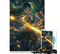 Warrior Woman with Glowing Sword Jigsaw Puzzles 1000 Mental Focus Game Precision Cut Smooth Edges Meaningful Connection Building Game (38x26cm)