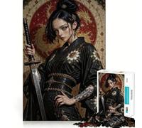 Warrior Woman with Katana And Kimono 1000 Piece Puzzle For Adults Mind Skill Play Laser Cut for Flawless Fit Rewarding Activity for Rainy Days (38x26cm)