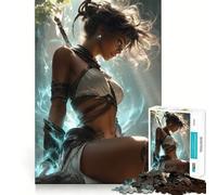 Warrior Woman with Sword Jigsaw Puzzle1000 Pieces Mind Train Fun Clean Cut Sturdy Components Captivating Leisure for Cozy Indoors (38x52cm)
