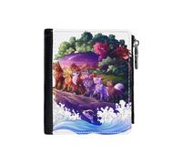 (WarriorCats - Series 2_272) PU Wallet Compact Bifold with Zipper & Multiple Card Coins Slots Black Stylish Durable Graphic Design Print for Men Women Kids Christmas Gift