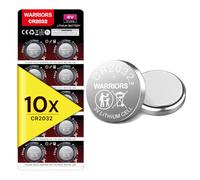 Warriors 10X CR2032 Batteries, 3V 240mAh Lithium Coin Batteries | Child resistant retail pack for key fobs, scales, calculators, medical devices, LED lights and other small electronics