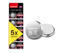 Warriors 5X CR2032 Batteries, 3V 240mAh Lithium Coin Batteries