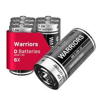 Warriors 6X D Batteries LR20 1.5V Alkaline Battery Long Lasting Power