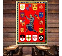 Warriors of christ Art Posters Wall Hanging Flag, Knights Templar Decorative Banner Vintage Crusaders Armor Warrior Tapestry