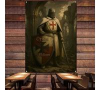 Warriors of christ Wall Art Posters and Prints Hanging Flag Christ Jesus Knights Templar Decorative Banner Tapestries Vintage Crusaders Armor Warrior Tapestry Wall Decoration,38X57 inches