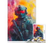 Warrior's Vigilance Jigsaw Puzzles 1000 Piece for Adults Enhance Focus for Better Performance Quiet Soothing Playtime Fun (38x52cm)