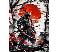 Warriorss Painitng - Puzzles 1000 Pieces - Abstract Red Black Art Jigsaw - Memory Games For Adults - Family Stress Relief Toys - Kw208Zk