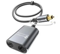 Warrky Digital Optical Splitter, 1 in 2 Out Optical Splitter 2ft [Aluminum Shell, Gold Plated] Toslink for LPCM 2.0, Dolby, DTS 5.1, Compatible with Soundbar, Headphones, TVs