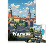 Warsaw Cityscape Jigsaw Puzzles 1000 Pieces Focus Boost Fun Laser Cut for Flawless Fit Bonding Activity for Loved Ones (38x26cm)