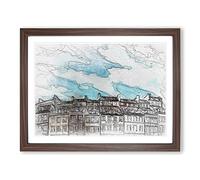 Warsaw Old Town In Poland In Abstract Modern Art Framed Print | A4 Walnut Framed Wall Art | Ready to Hang | Abstract Fantasy Picture | Living Room Bedroom Lounge Office