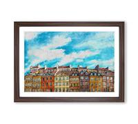 Warsaw Old Town in Poland Painting Framed Print | A2 Walnut Framed Wall Art | Ready to Hang | Modern Historical Picture | Living Room Bedroom Lounge Office