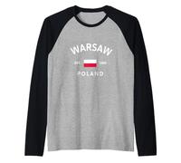 Warsaw Poland Est. 1300 Polish Flag Souvenir Raglan Baseball Tee