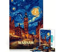 Warsaw Poland Starry Night Art 1000-piece Puzzle for Teenagers Mind Skill Fun Uniform Size Precise Pieces Relaxing Indoor Group Activity (38x52cm)