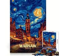 Warsaw Poland Starry Night Art for Adults 1000 Piece Puzzle Mental Workout Peaceful Recreation Unique Gift (38x52cm)