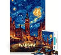 Warsaw Poland Starry Night Art Jigsaw for Teenagers 1000 Pieces Mind Boost Fun Clean Cut Sturdy Components Heartwarming Gathering Activity (38x26cm)