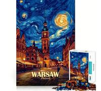 Warsaw Poland Starry Night Art Jigsaw Puzzles for Adults 1000 Mind Boost Game Uniform Size Precise Pieces Travel-friendly Brain Game Gift (50x75cm)