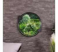 CHARLES BENTLEY Warsaw Round Mirror Durable, Weather Resistant, Wall Mounted, Shatterproof, Accent Mirror, Decor, For Garden, Iron, Aluminium, Black