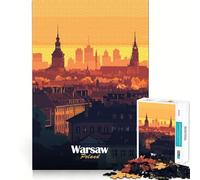 Warsaw Skyline Sunset Jigsaw Puzzle 1000 Pieces Focus Building Toy Firm Fit Secure Assembly Holiday Indoor Entertainment Toy (38x52cm)