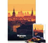 Warsaw Skyline Sunset Jigsaw Puzzles 1000 Piece for Adults Intellectual Fun Calm Distraction Sharp Cut Thoughtful Gift (50x75cm)