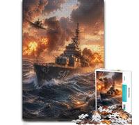 Warship 547 Naval Battle Wood Puzzle, Adult Jigsaw, 1000 Pieces | Jigsaw Puzzle: defined colour areas for easier piece sorting over several sessions.