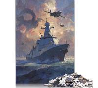 Warship And Dragon Clash Creative Square Jigsaw Puzzles for Adults & Wooden Puzzles Challenging Game 1000pcs (75x50cm)