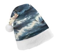 Warship Battleship Military Jet Airplane Funny Christmas Santa Hat Unisex Classic Xmas Holiday Hats for Festive Party Decoration