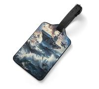 Warship Battleship Military Jet Airplane Leather Luggage Tags for Suitcases with Name ID Card Travel Bag Tag Noticeable Baggage Labels